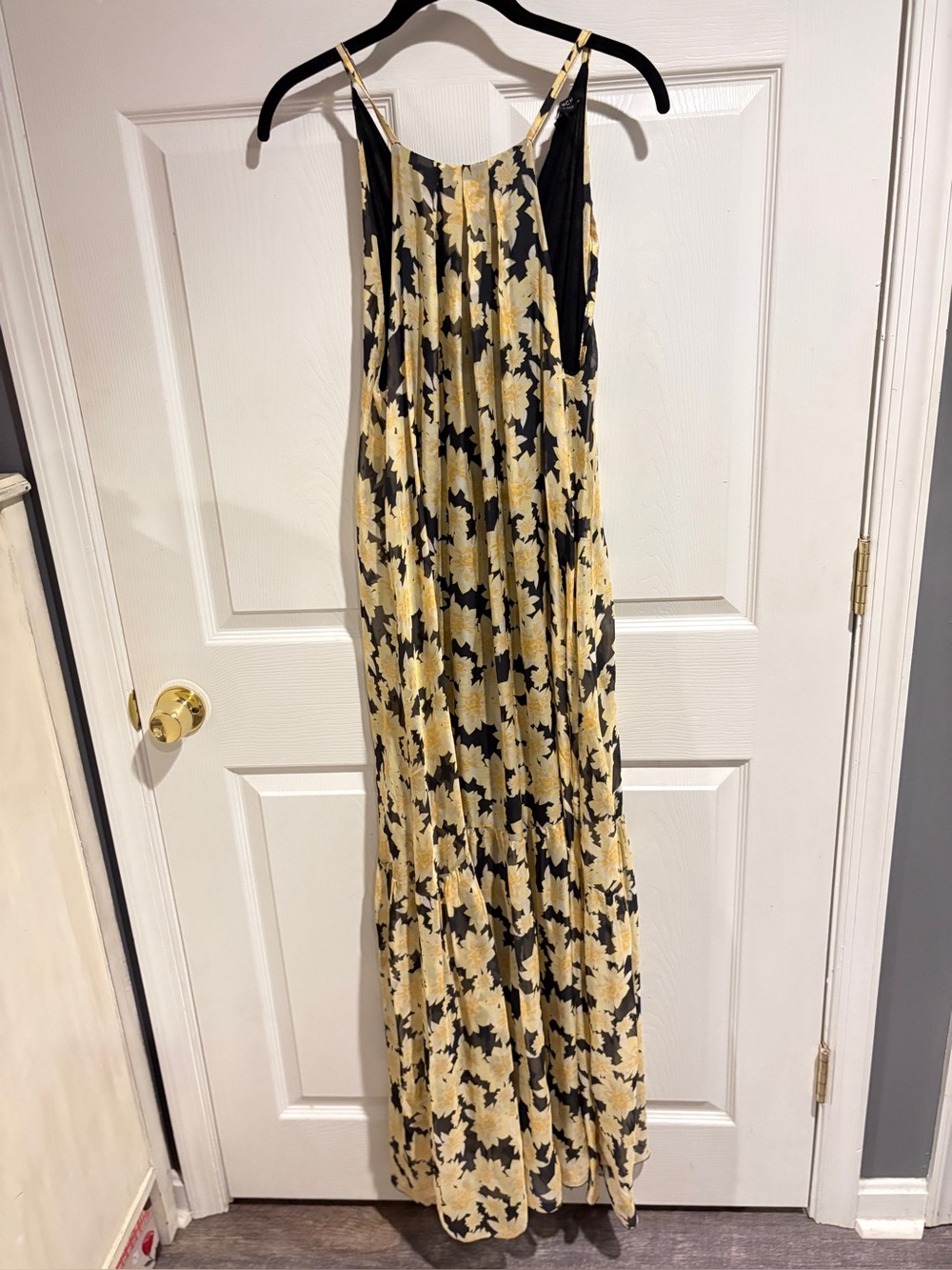 FRNCH Yellow and Black Floral Maxi Dress